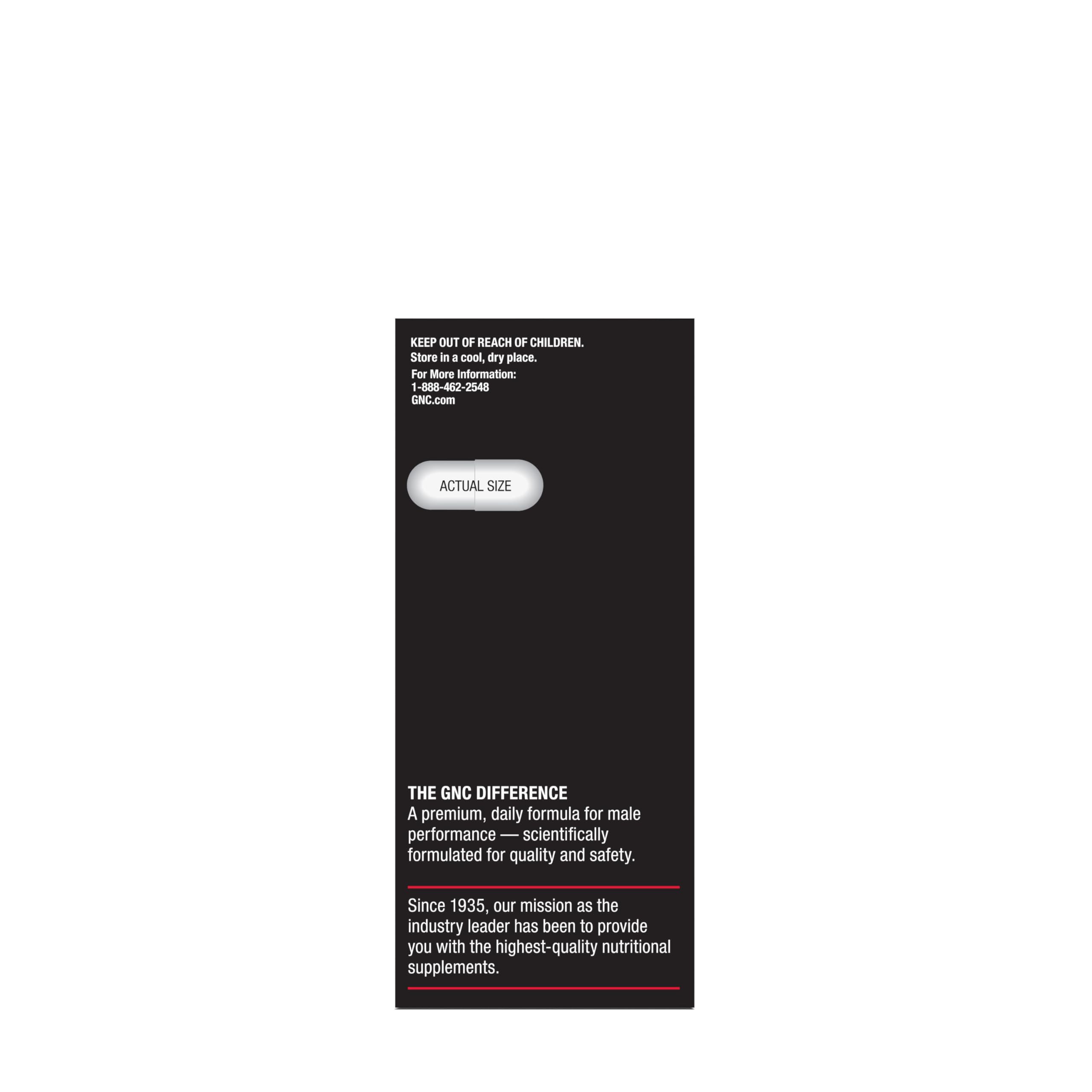 GNC Men's Staminol capsules closeup highlights individual capsules for convenient daily use.