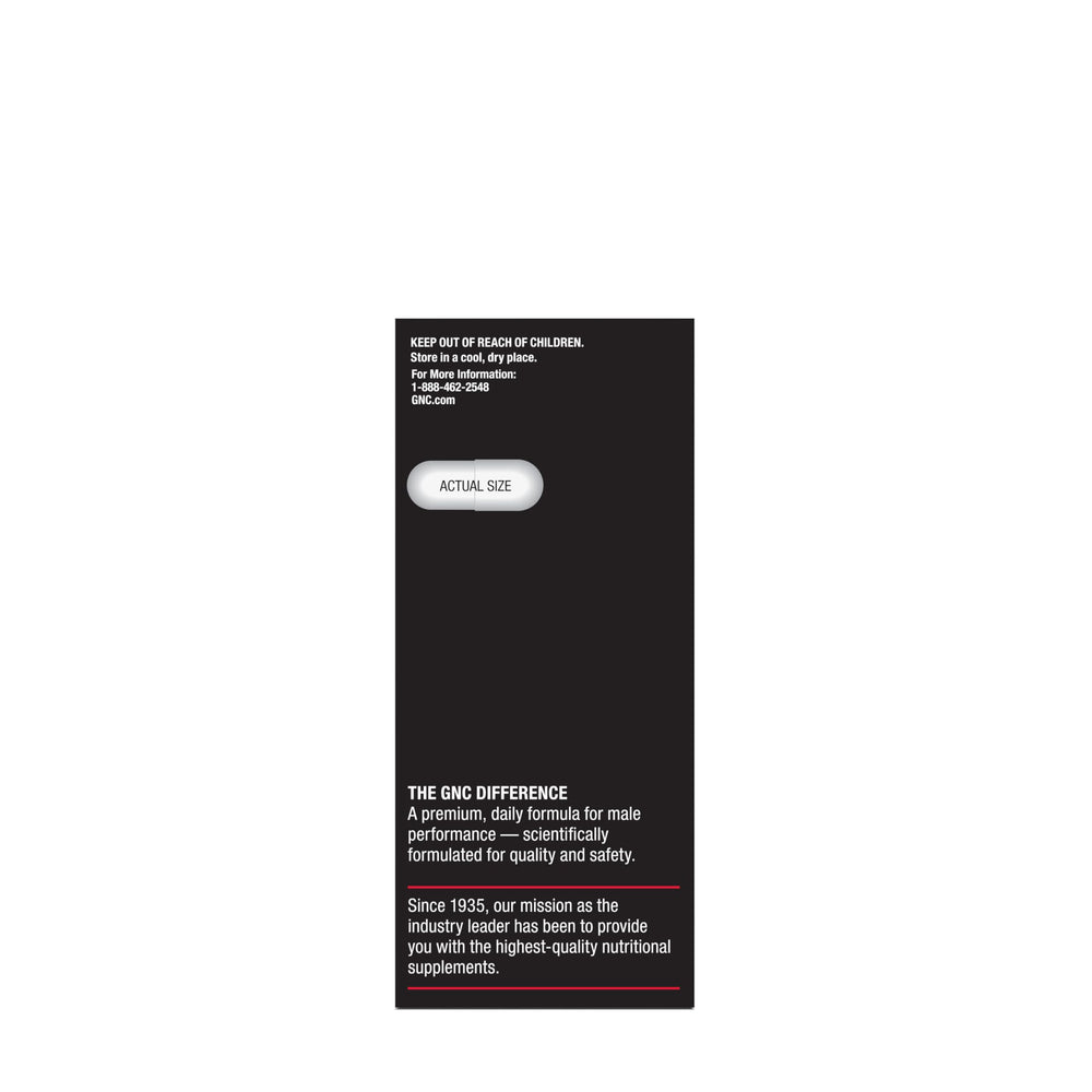 GNC Men's Staminol capsules closeup highlights individual capsules for convenient daily use.