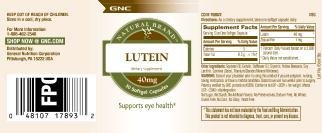 GNC natural brand lutein 40mg packaging shows easy daily capsule format