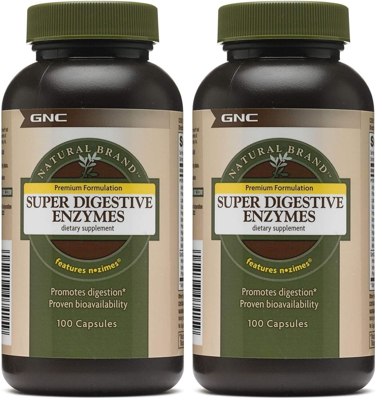 GNC Super Digestive Enzymes bottle front view; supports protein, carb, and fat digestion.