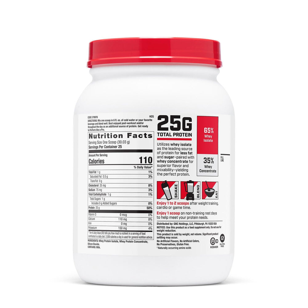 GNC Pro Performance 100% Whey Protein Powder 2.0 – Fast Absorbing, Unf ...