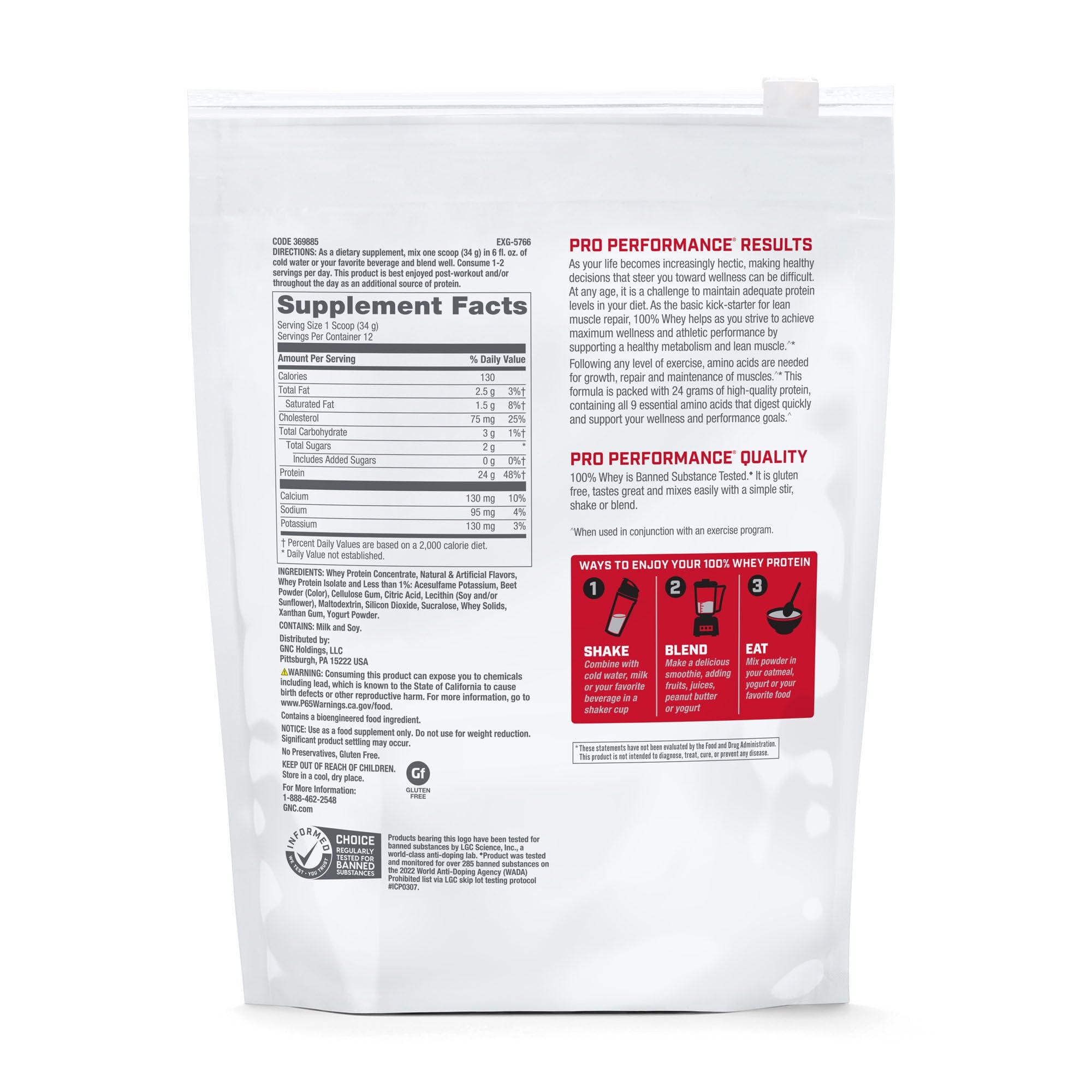 GNC Pro Performance 100% Whey Creamy Strawberry shake being prepared after training