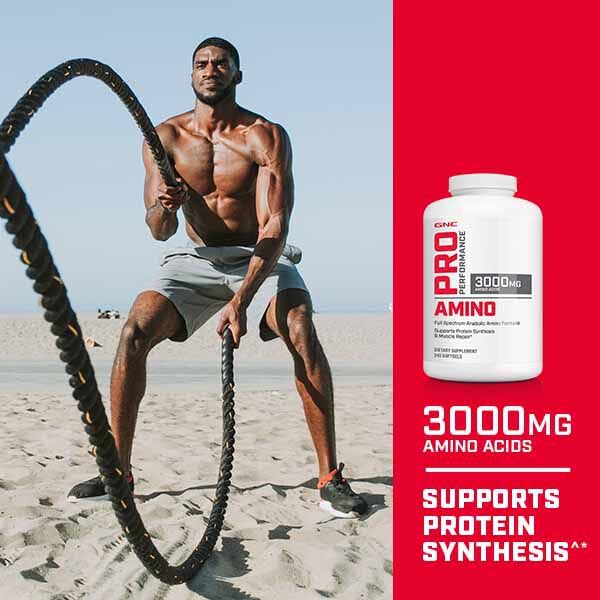 GNC Pro Performance Amino 3000 capsules for easy daily muscle repair support