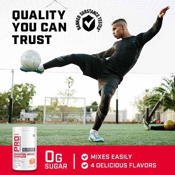 Brand badge on the bottle noting Banned Substance Tested for athlete confidence.