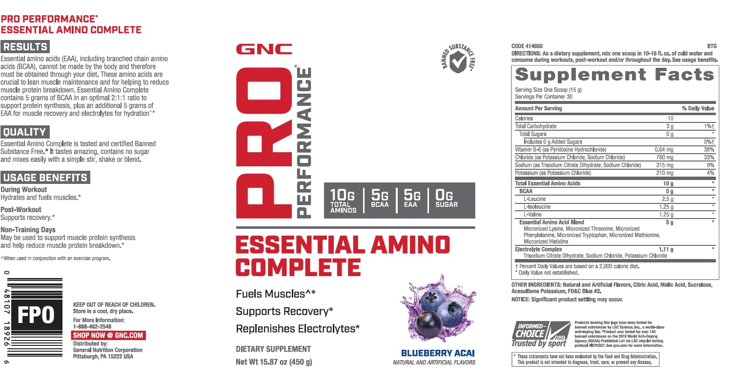 GNC Pro Performance Essential Amino Complete shaker ready for on-the-go workouts.