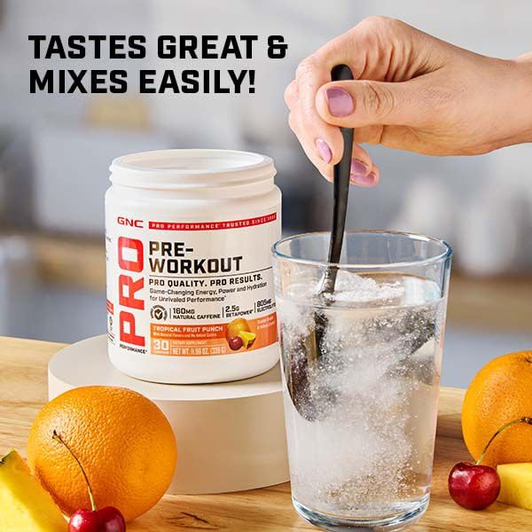 GNC Pro Performance Pre-Workout sugar-free label highlights clean formula