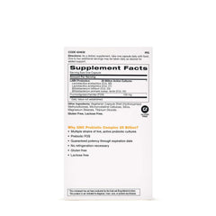 GNC Probiotic Complex label showing four probiotic strains for gut health.