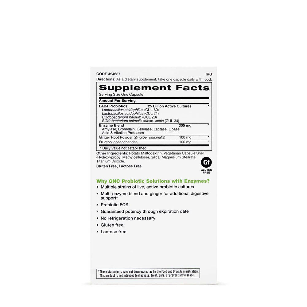 GNC Probiotic Solutions capsules inside bottle for convenient daily use