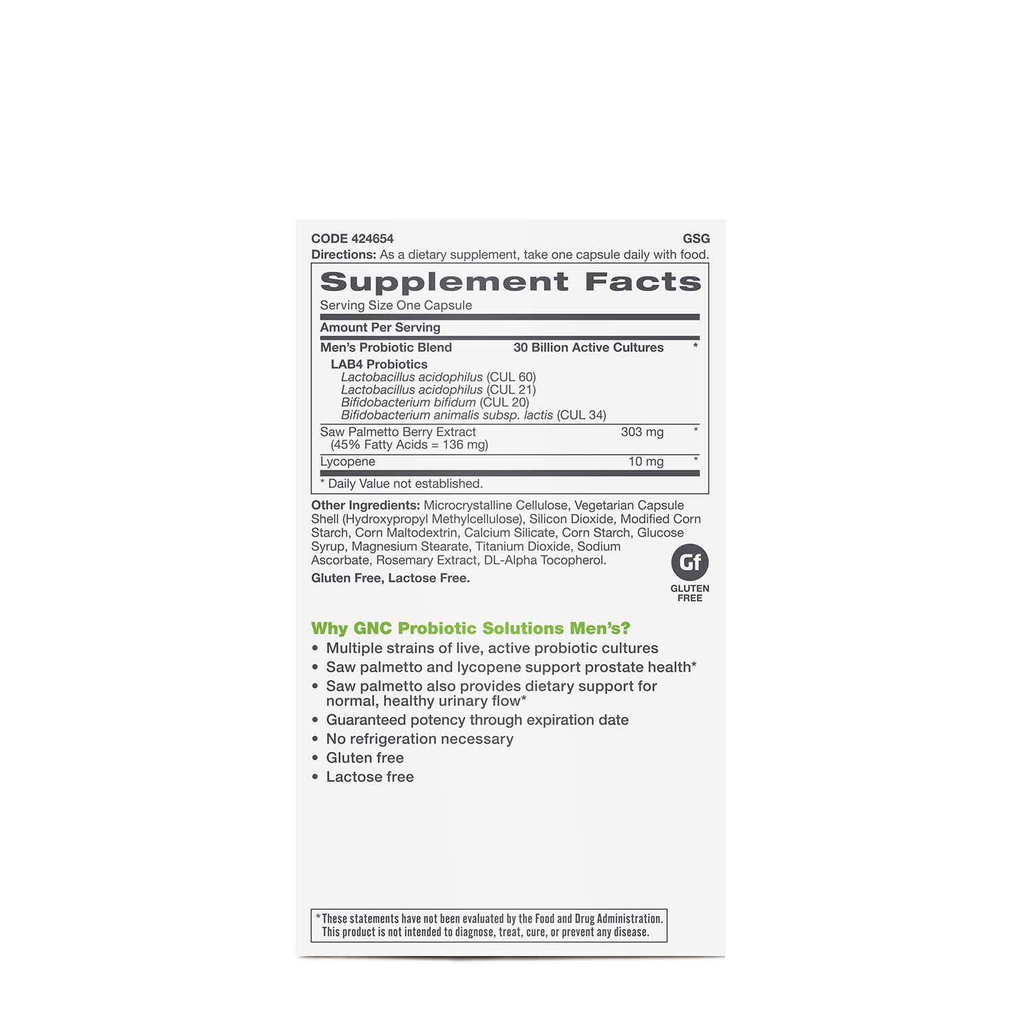 Close-up of GNC Probiotic Solutions Men’s capsules for daily digestive support.