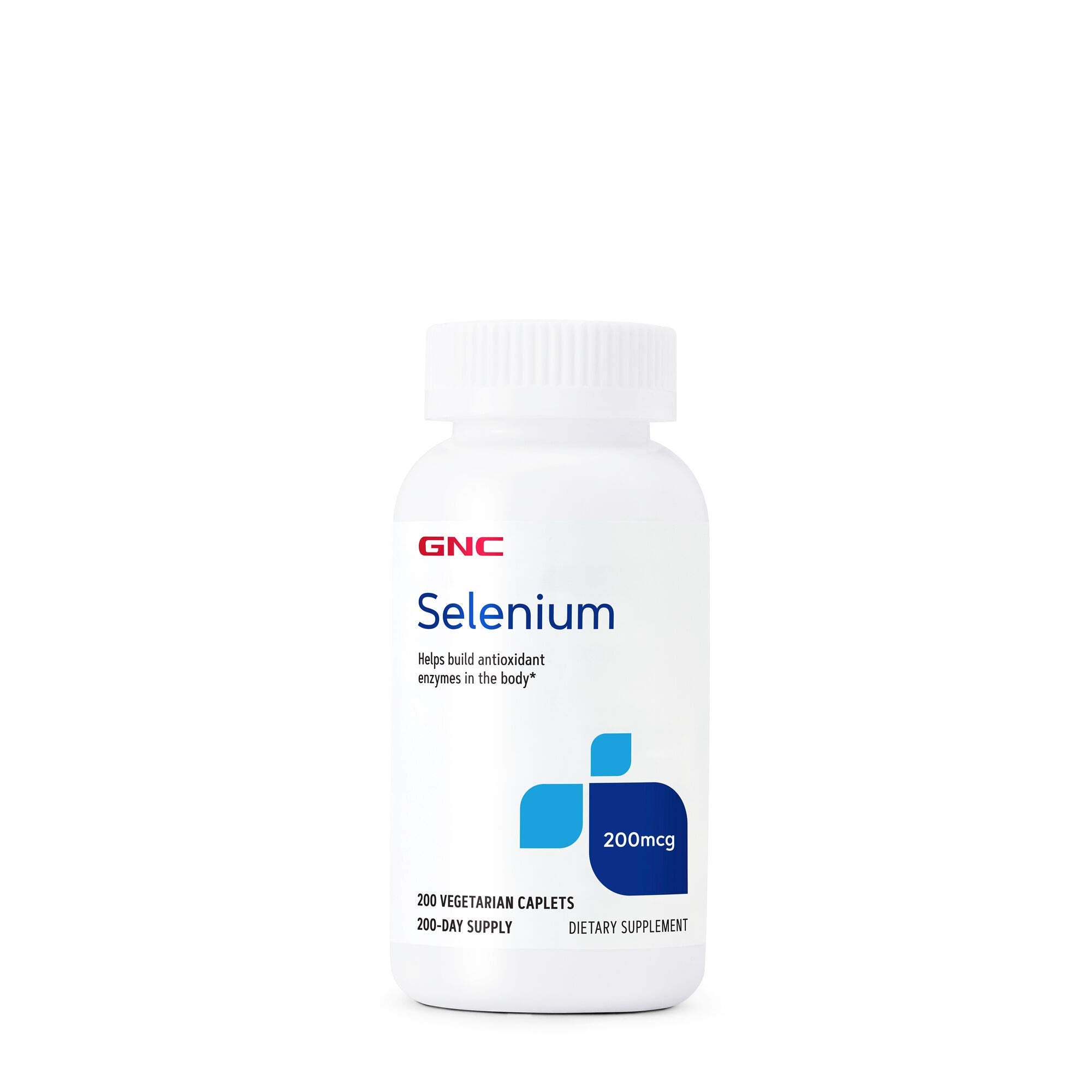 GNC Selenium 200mcg tablets bottle front view for easy daily antioxidant supplementation