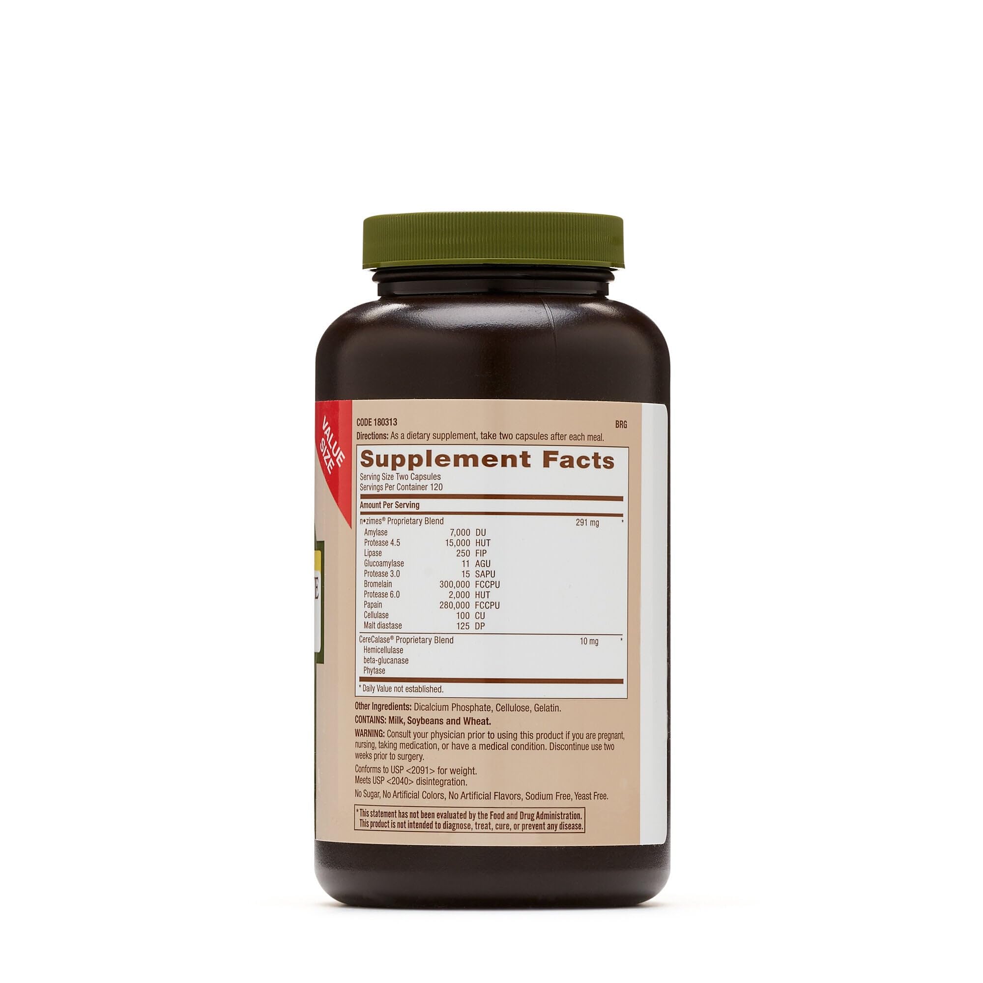 GNC Super Digestive Enzymes bottle label highlighting carbohydrate and fat digestion support