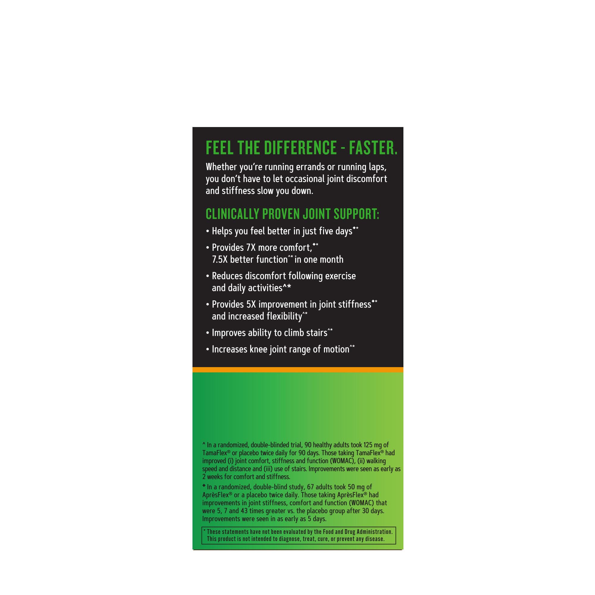 GNC TamaFlex Fast Acting capsules close-up showing vegetarian capsules for joint comfort.