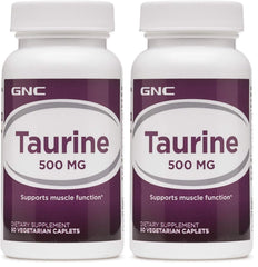 GNC Taurine 500mg bottle front view; daily use and muscle support.