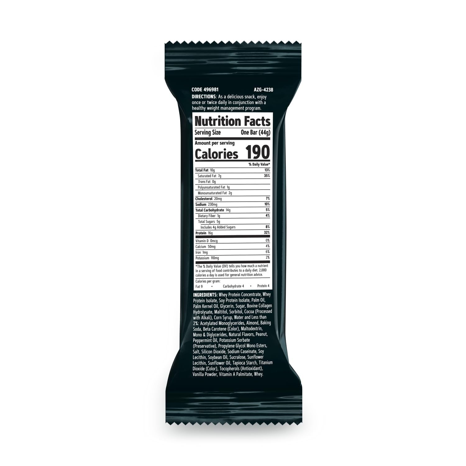 GNC Total Lean Layered Bar chocolate mint pack on shelf close view