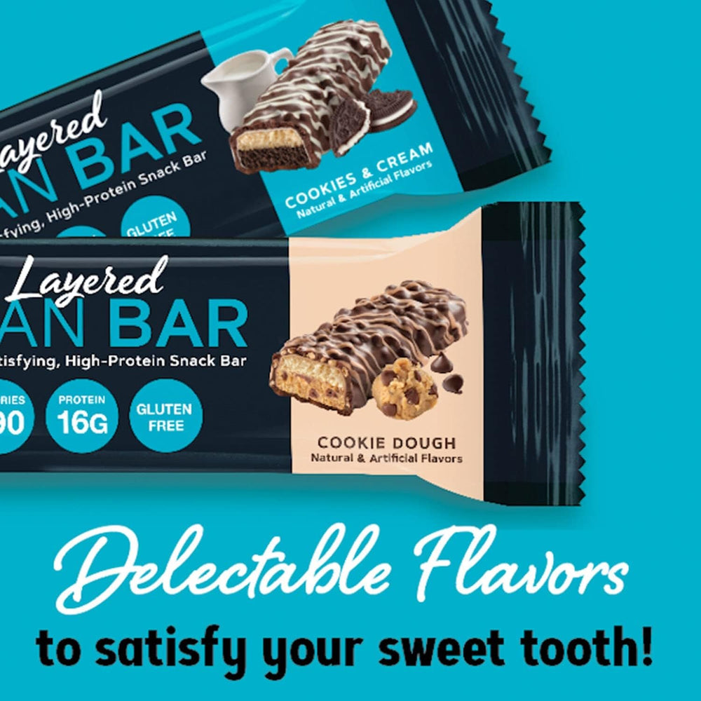 Stack of GNC Layered Bars shows multi-pack option for variety