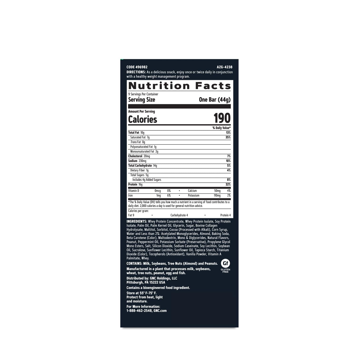 Close-up texture of GNC Layered Bar chocolate mint for indulgent bite