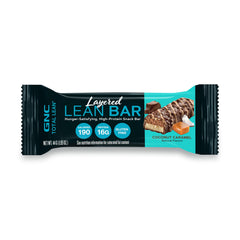 Nutrition panel of GNC Layered Lean Bar coconut caramel with protein details
