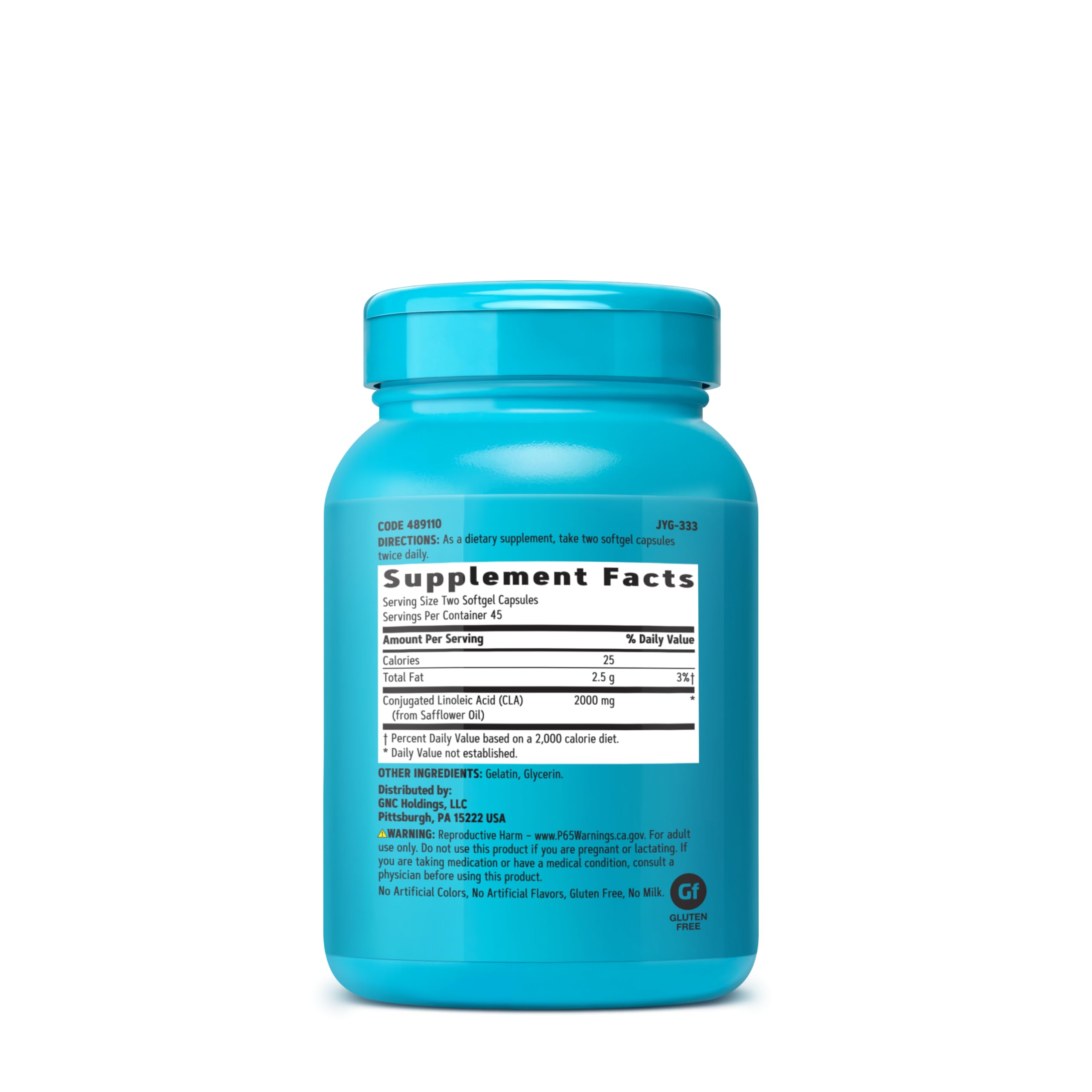 GNC Total Lean Premium CLA capsules close-up emphasizes lean muscle tone potential