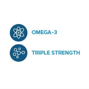 Glass of water with GNC Triple Strength Fish Oil bottle suggesting easy ingestion