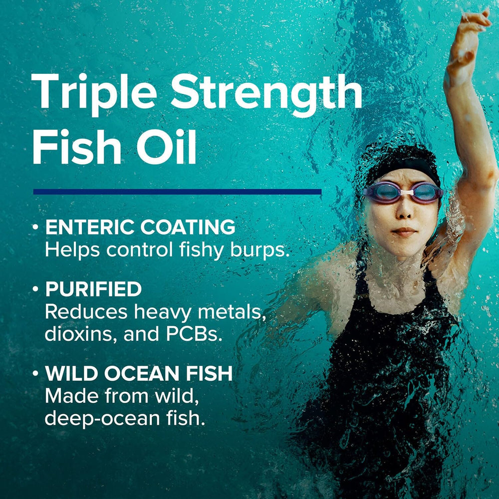 GNC Triple Strength Fish Oil 1000mg EPA/DHA for heart and brain health.