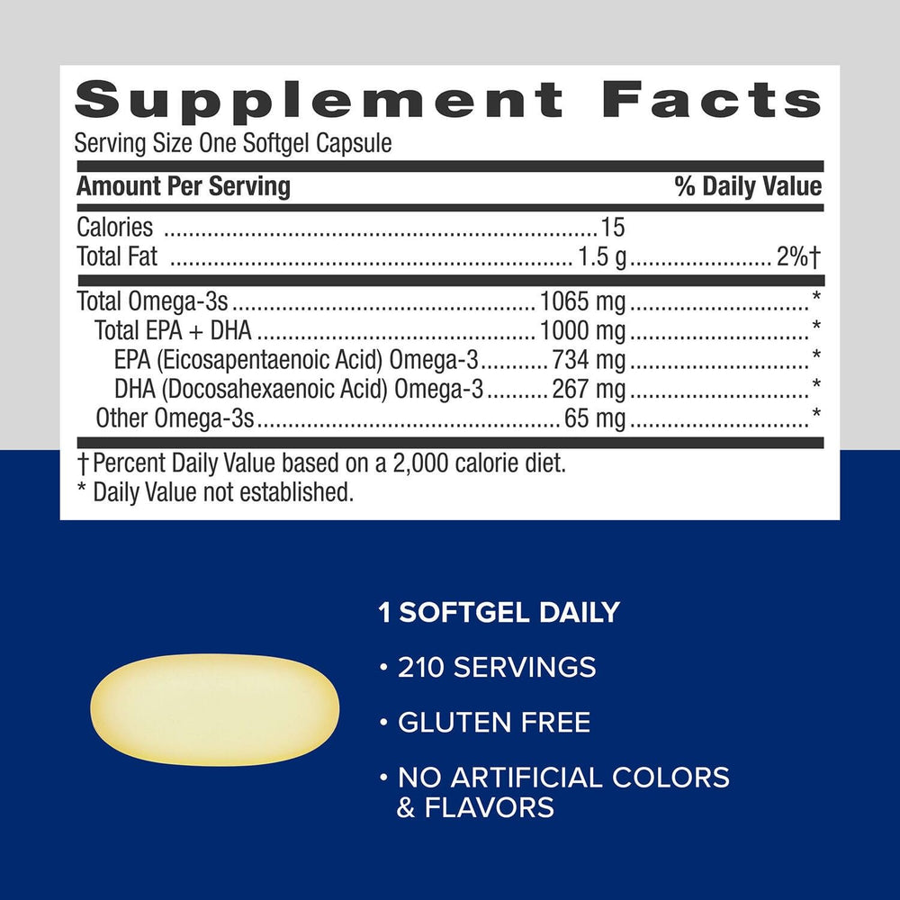 GNC Triple Strength Fish Oil label details emphasize purified ingredients