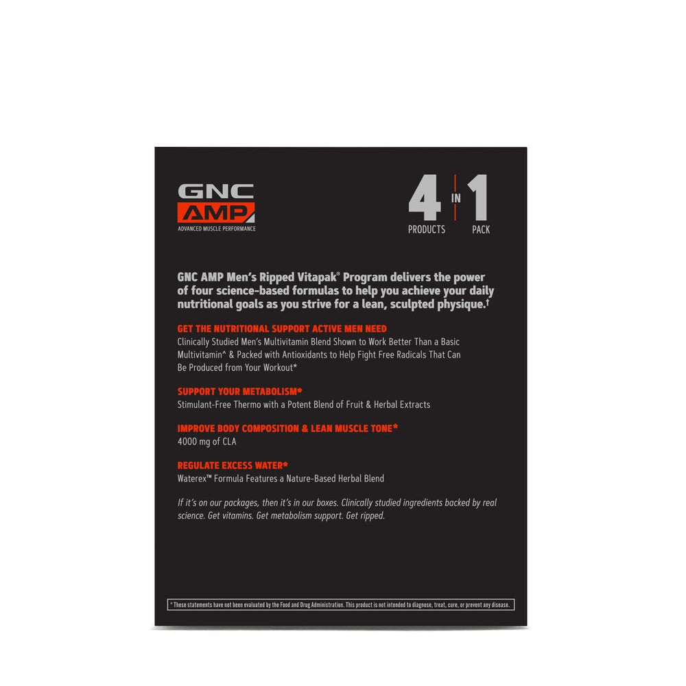 GNC VitaPak five-in-one packaging illustrating energy, weight management, and more.