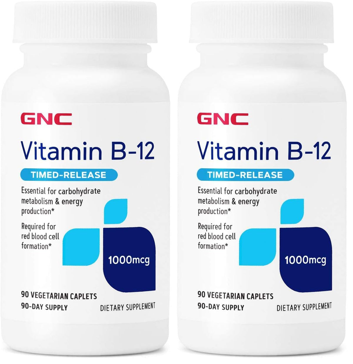 GNC Vitamin B-12 1000mcg bottle front with energy support for daily use