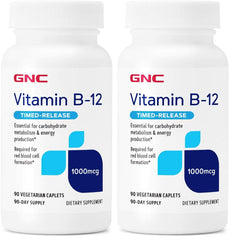 GNC Vitamin B-12 1000mcg bottle front with energy support for daily use