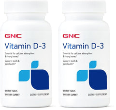 GNC Vitamin D3 softgel bottle ready for daily bone and teeth health support.