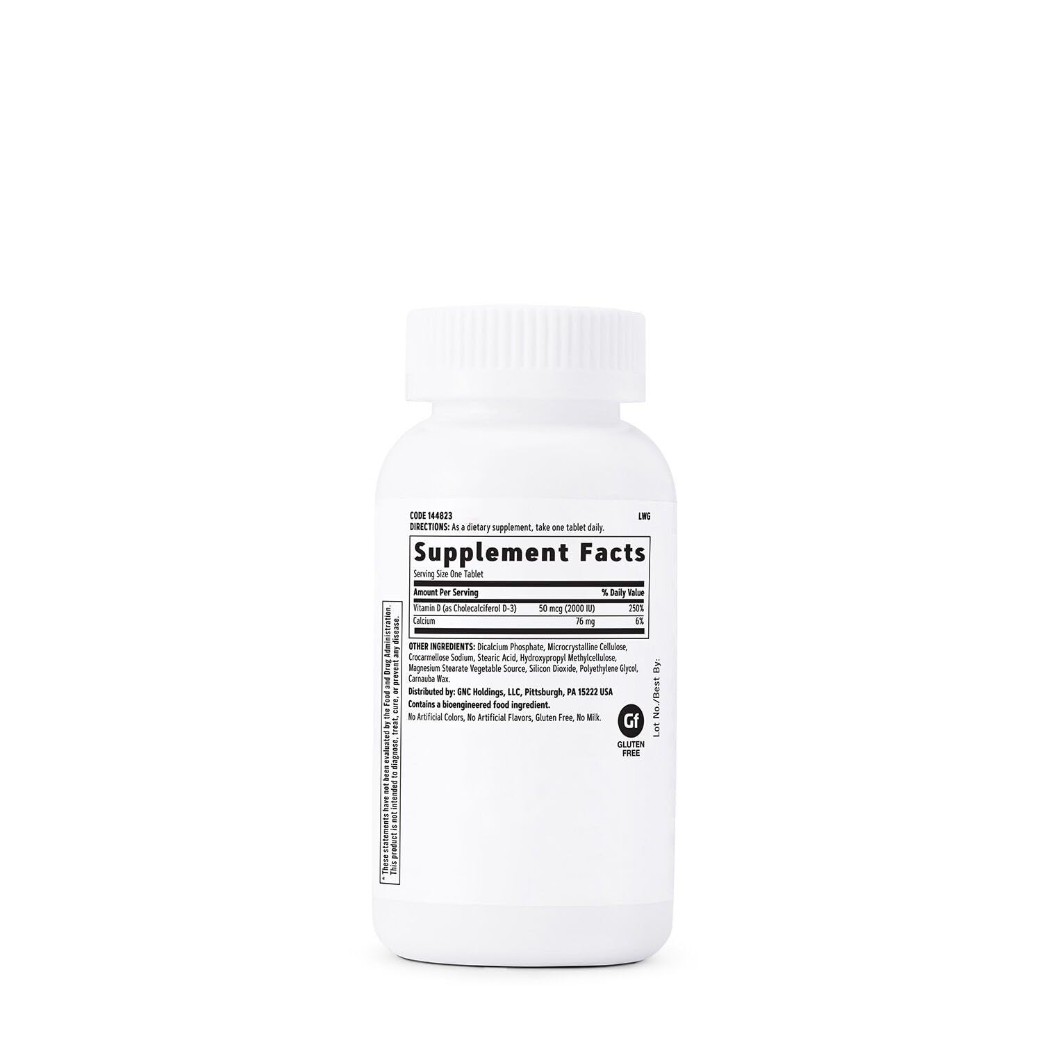 Close-up of GNC Vitamin D3 50mcg tablet for bone health