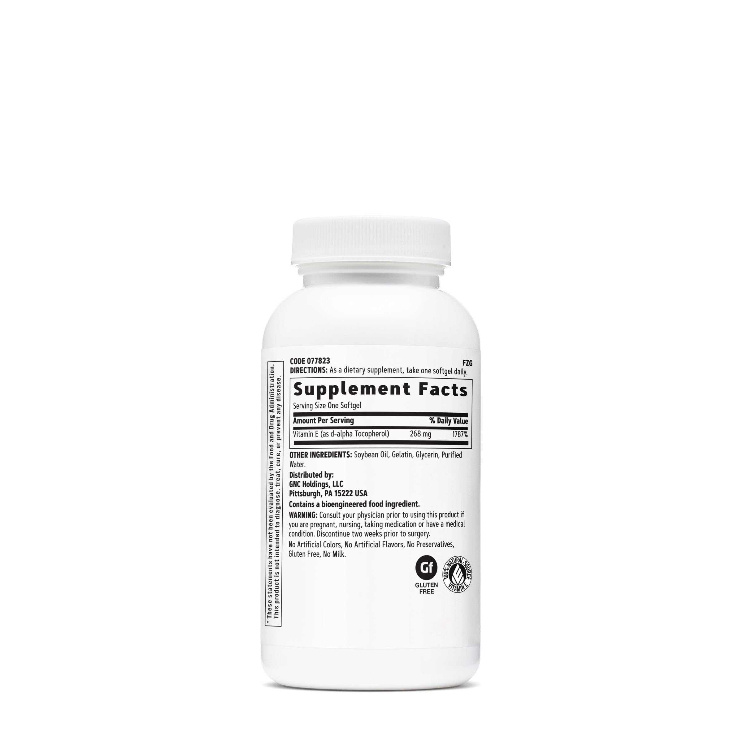 GNC Vitamin E 400IU softgels closeup showing easy-to-swallow capsules