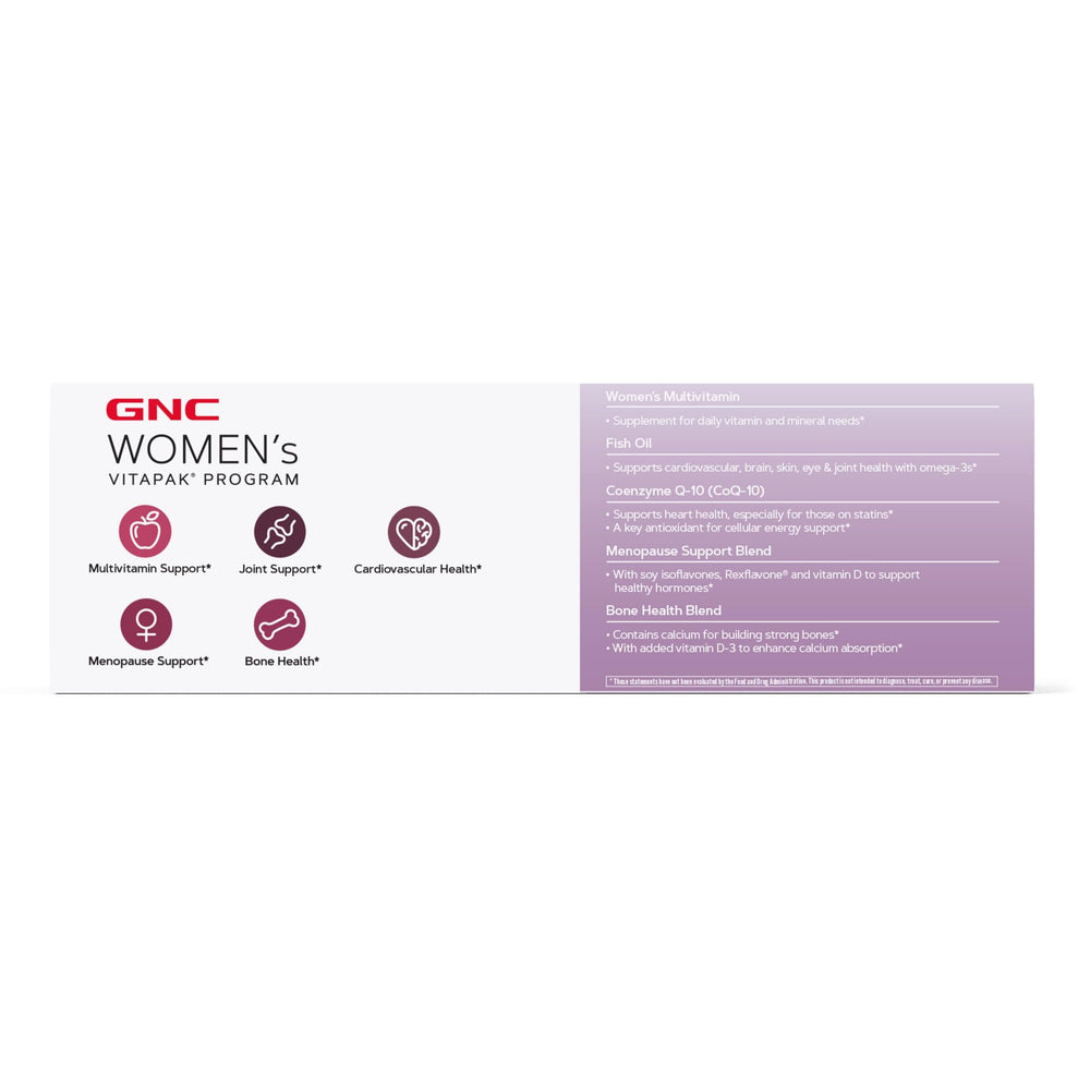 GNC Women’s 50+ Vitapak capsules close-up showing daily nutrients