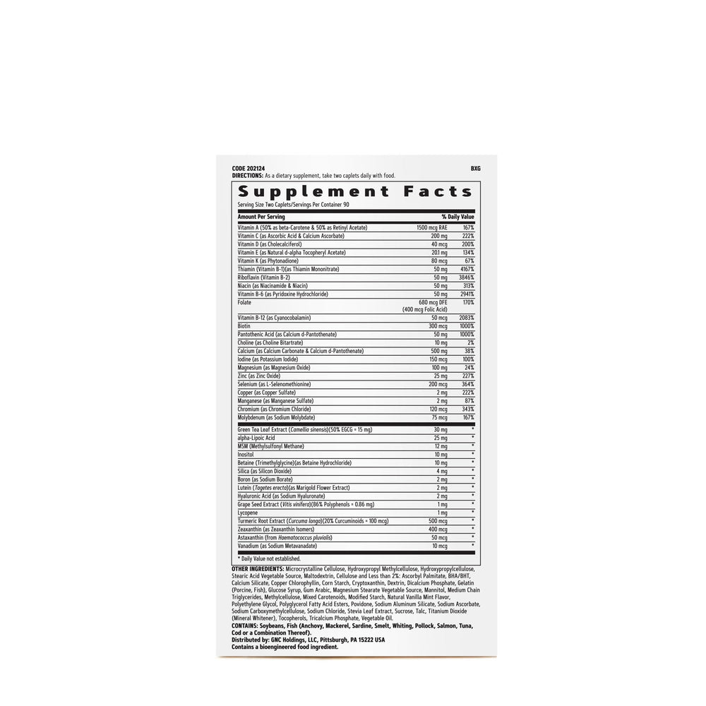GNC Women's Active No Iron caplets closeup highlighting pill texture and energy support