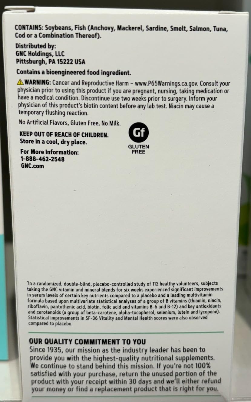 GNC Women's Multivitamin 50 Plus vitamin D calcium magnesium trio supports bone strength.