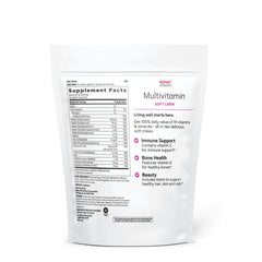 GNC Women's Multivitamin Soft Chew side view highlights gluten-free and dairy-free features