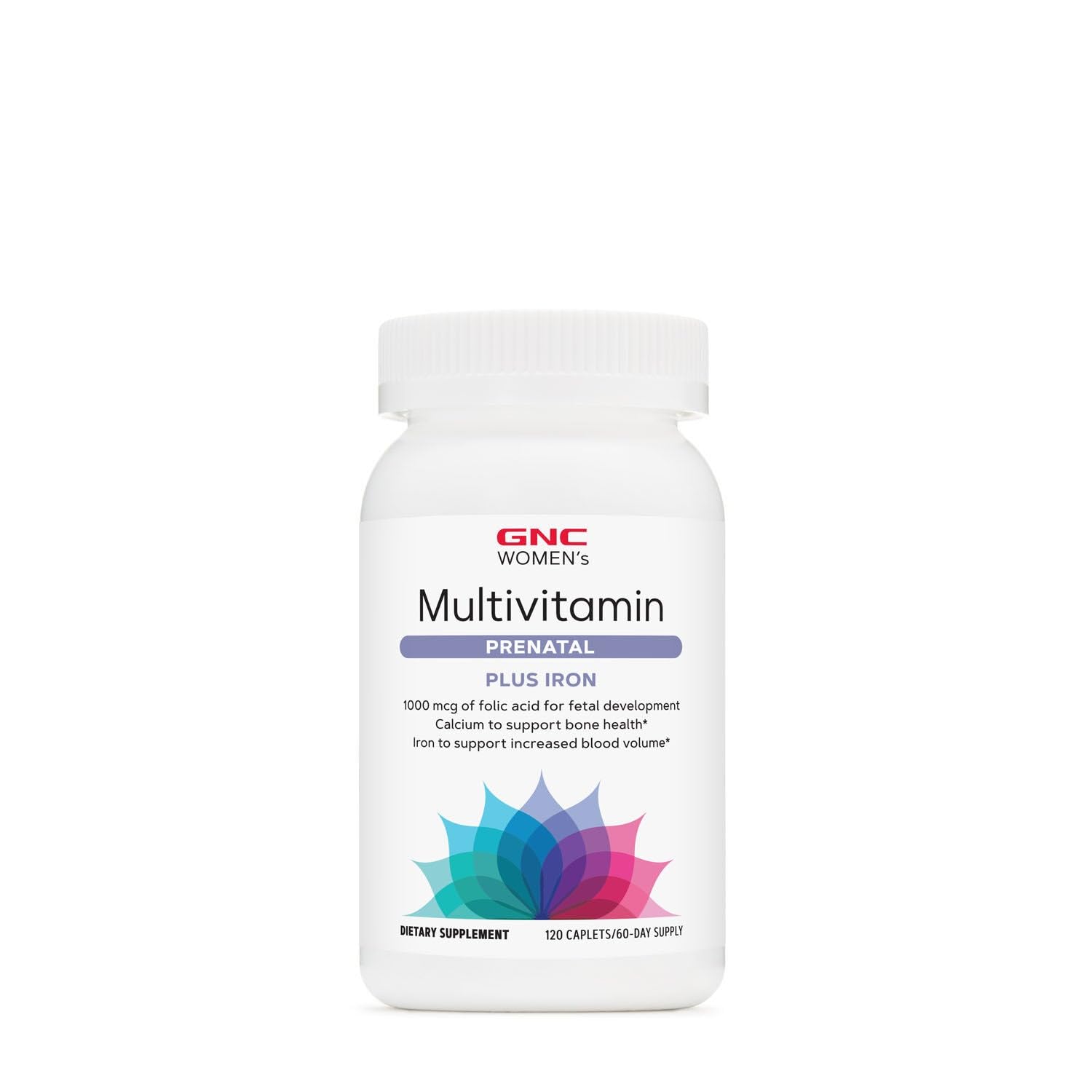 GNC Women's Prenatal calcium and vitamin D support bone health for mom and baby.