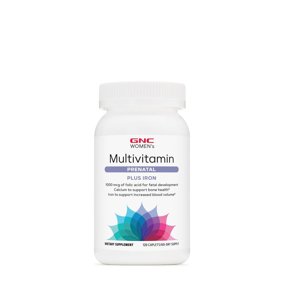 GNC Women's Prenatal calcium and vitamin D support bone health for mom and baby.