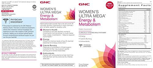 GNC Women's Ultra Mega Energy used by a woman taking a daily pill.