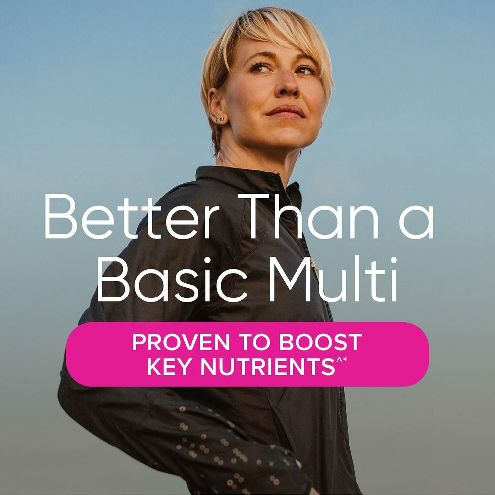 GNC Women's Ultra Mega label close-up highlighting vitamins at 100% DV