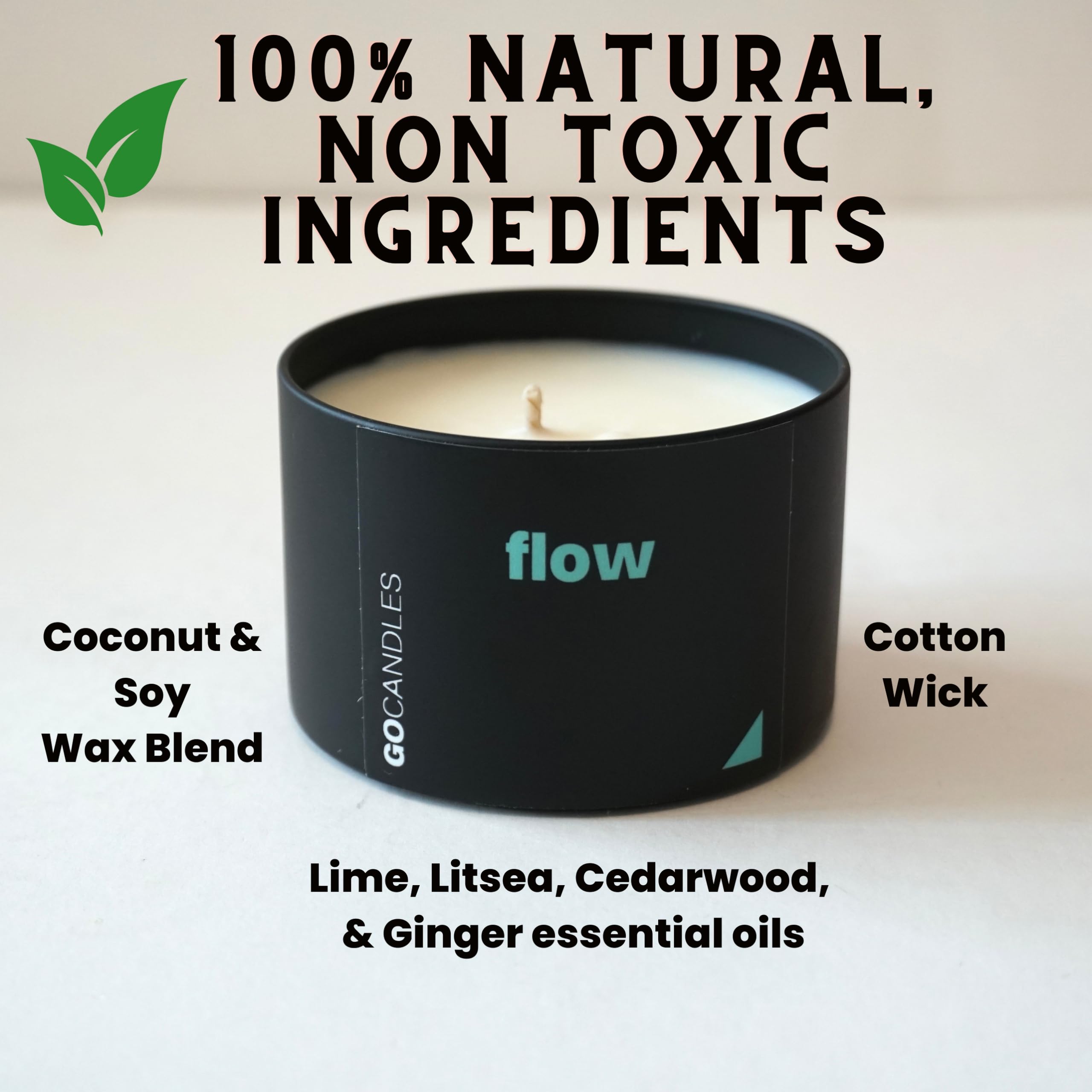 GO CANDLES Flow large black tin for modern desks and rooms