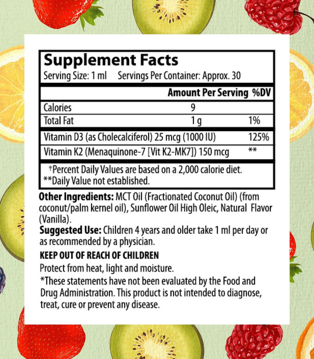 Measuring spoon for Go Healthy Kids D3 K2 drops ensures precise dosing.