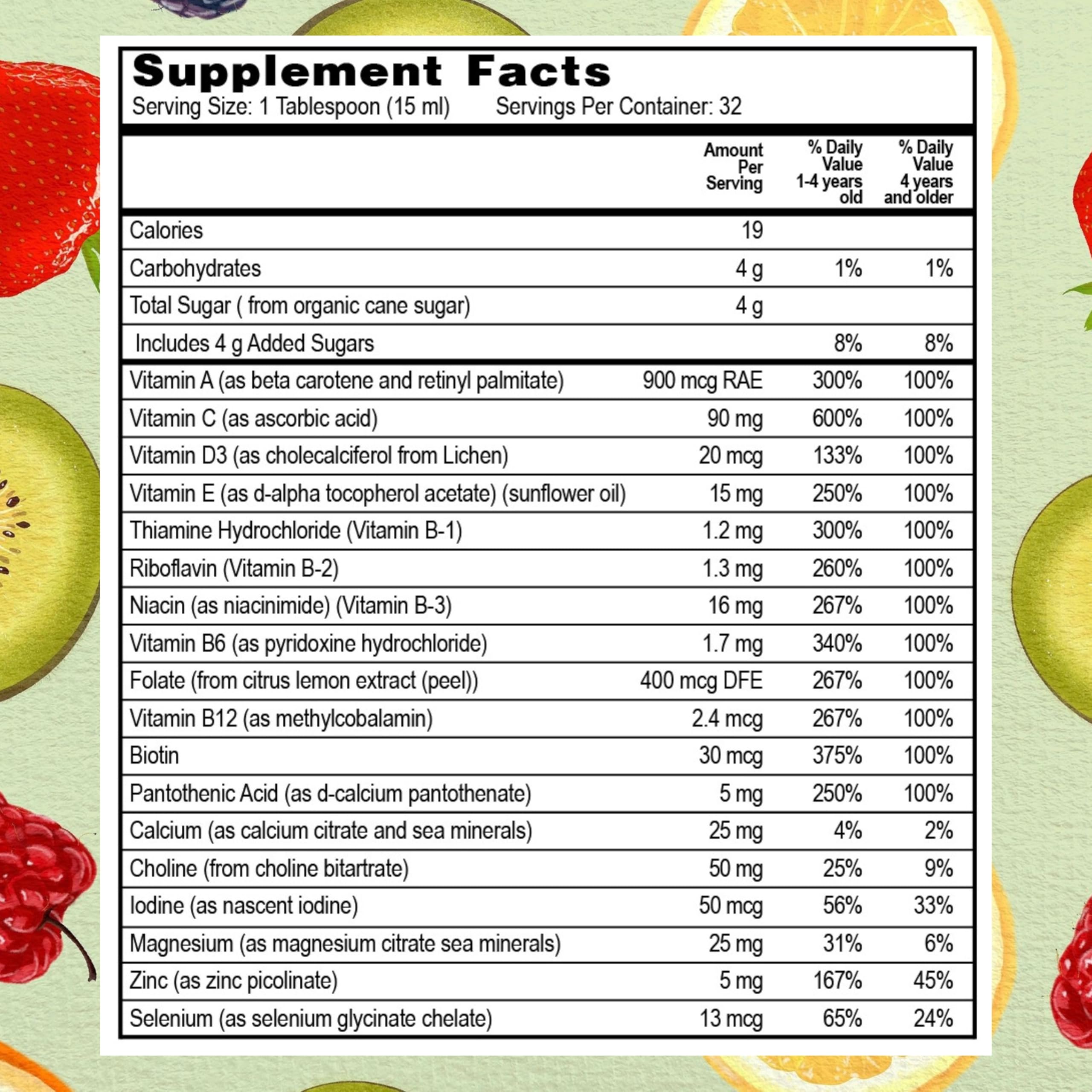Liquid vitamin mixes easily with juice or water for easy consumption