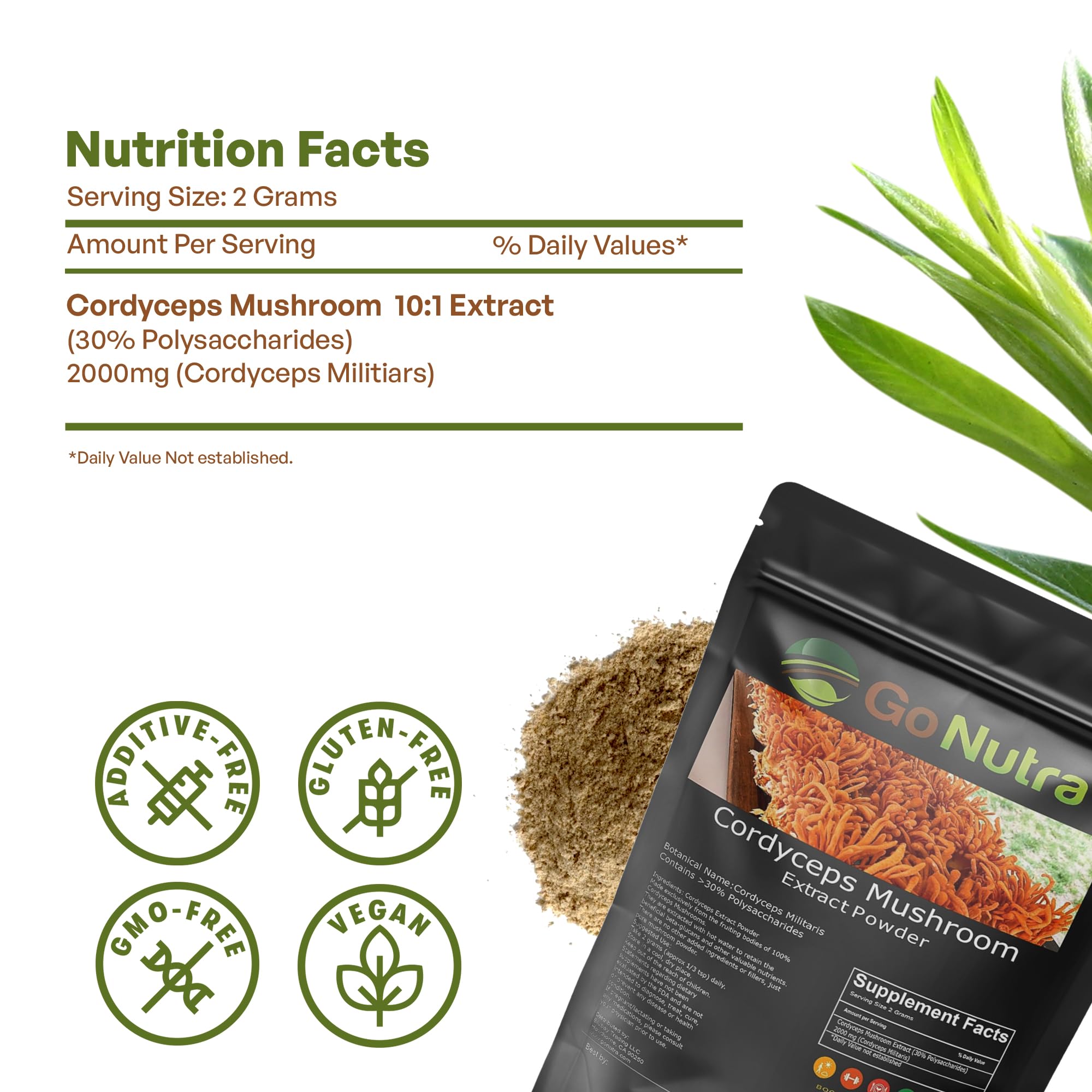 Go Nutra Cordyceps powder in beverage mix ready.