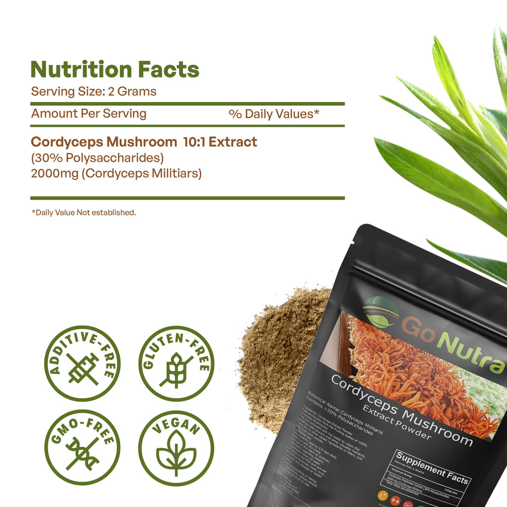 Go Nutra Cordyceps powder in beverage mix ready.