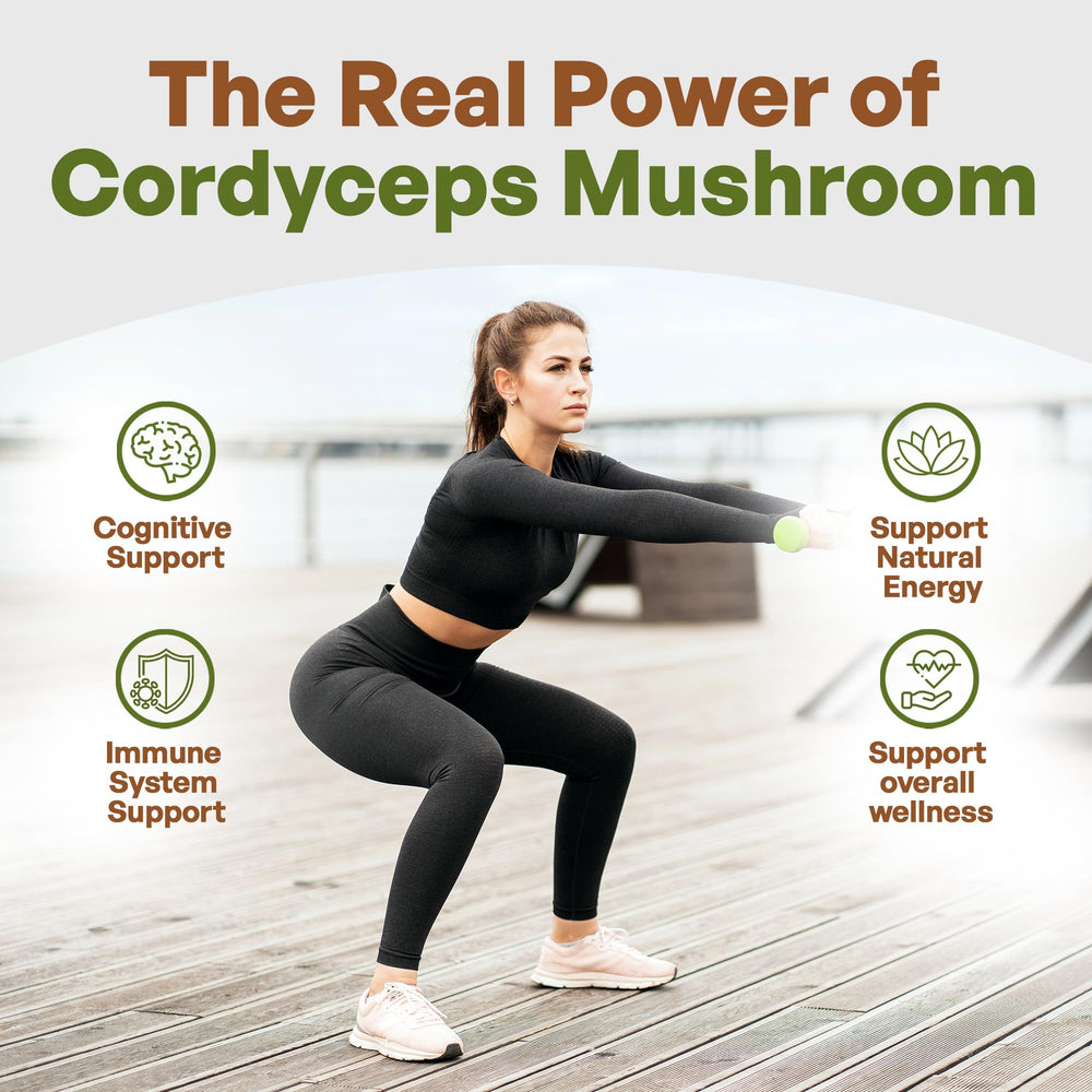 Go Nutra Cordyceps powder tub closeup highlights 30% polysaccharides.
