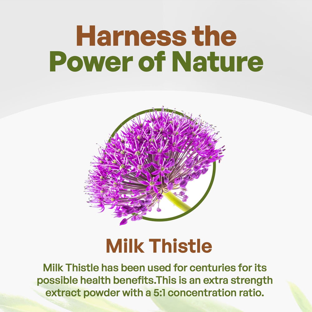 Go Nutra Milk Thistle powder scoop measures an easy-to-use dose.