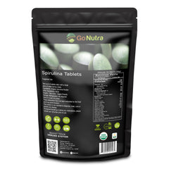 Go Nutra Spirulina tablets bottle for convenient daily nutrition