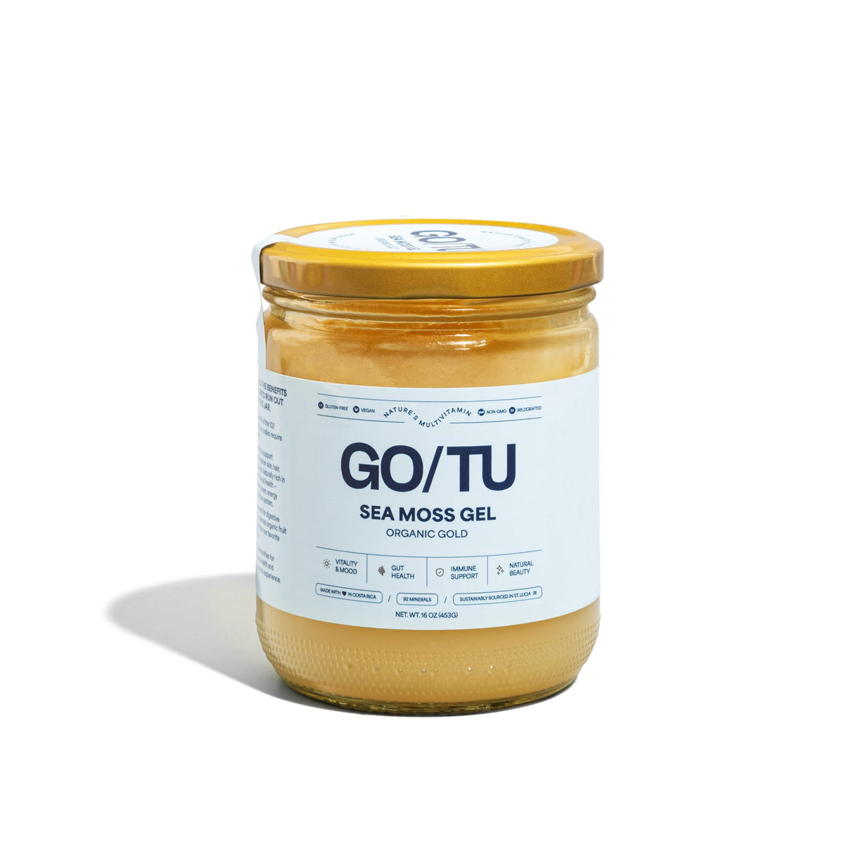 GO/TU Sea Moss Gel 16oz bottle emphasizing pure formulation for daily wellness