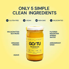 GO/TU Sea Moss Gel mango pour shows easy serving and quick nourishment.