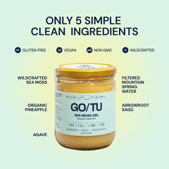 GO/TU Sea Moss Gel scoop image demonstrates convenient, versatile use in smoothies.